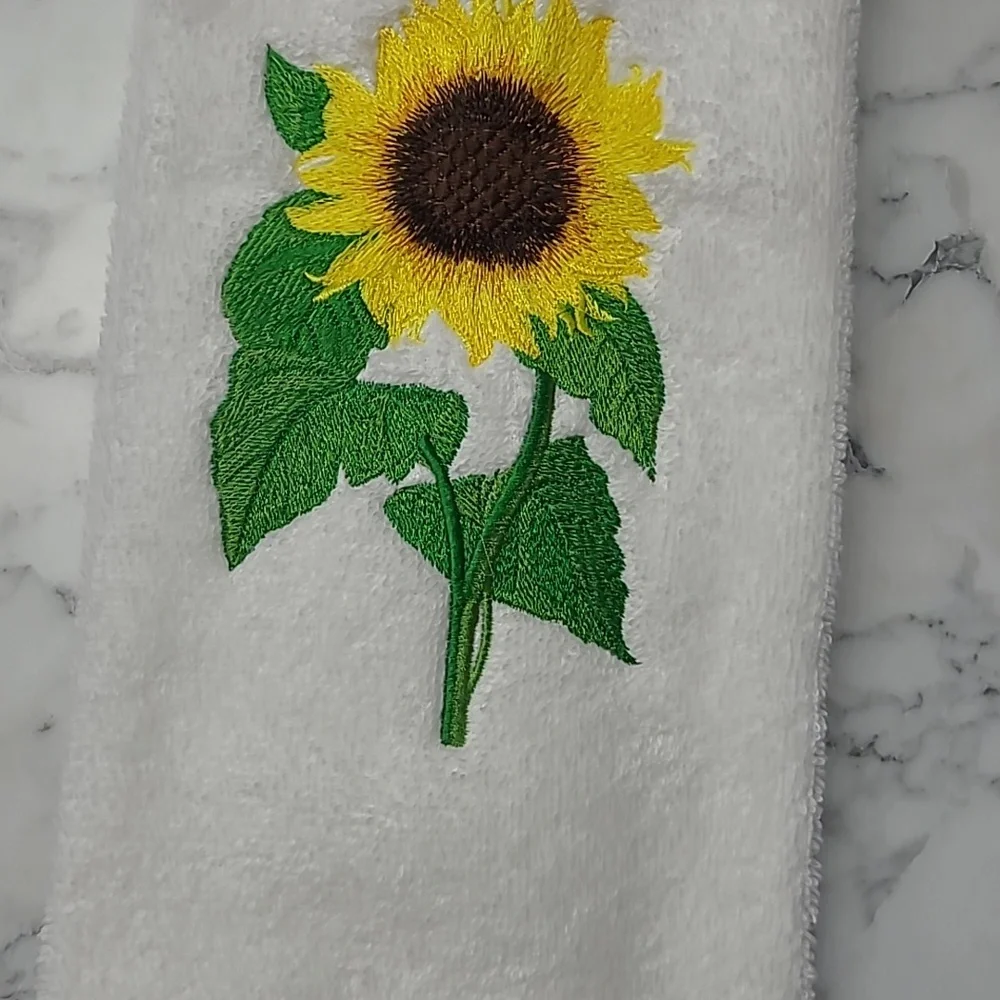 white heavy embroidered hand towel